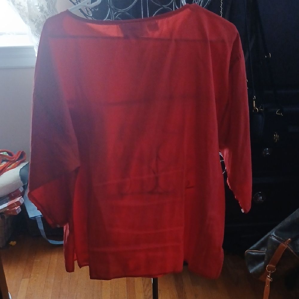 Red Sheer Blouse - Picture 4 of 4
